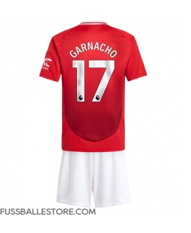 Günstige Manchester United Alejandro Garnacho #17 Heimtrikotsatz Kinder 2024-25 Kurzarm (+ Kurze Hosen)